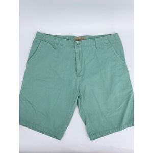 Iron Co Shorts Chino Modern Men 36 Green Solid Cotton Twill Casual Summer Flat